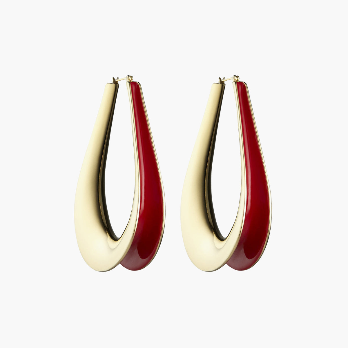 Gold S Enameled Ellipse Hoop Earrings