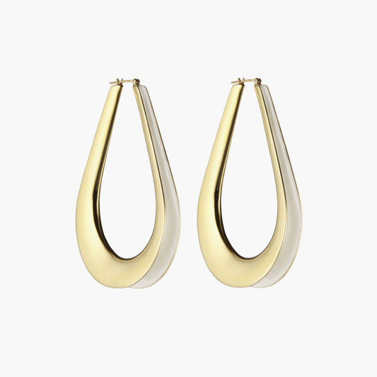 Gold S Enameled Ellipse Hoop Earrings