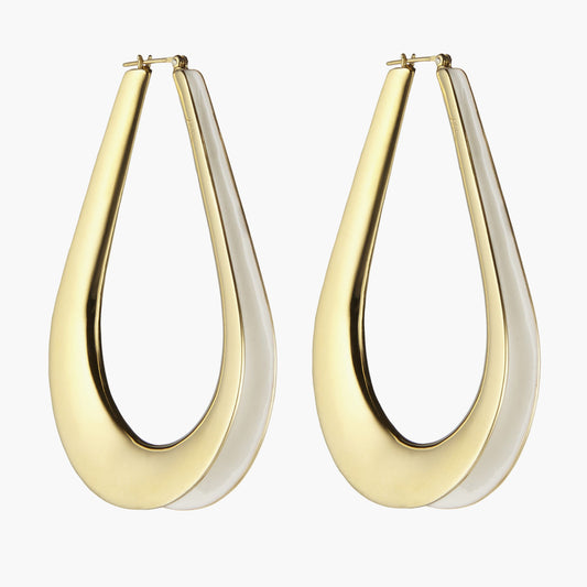 Gold Enameled Ellipse Hoop Earrings M